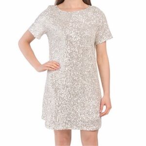 7 For All Mankind Silver Sequin Mini Dress